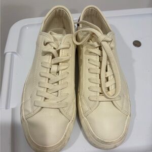Zara Cream Lace-Up Women's Athletic Sneakers